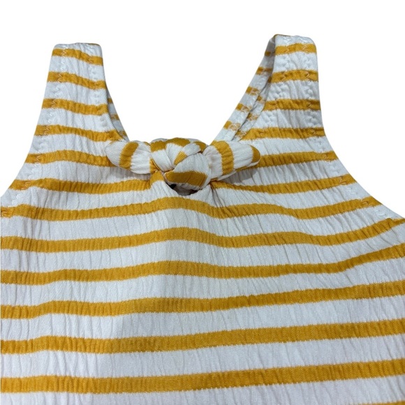 Zara Girls Toddler White Orange Stripe Bow One Piece Swimsuit size 12-24 months - Picture 3 of 7